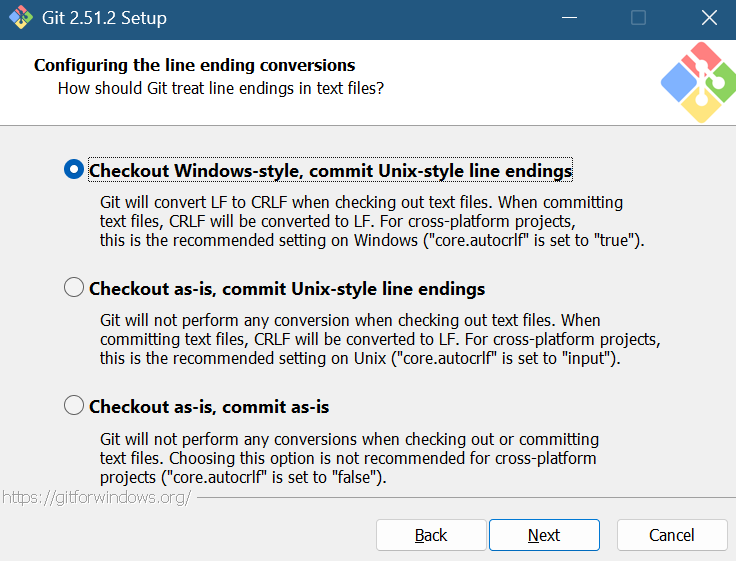 Configuração de line endings