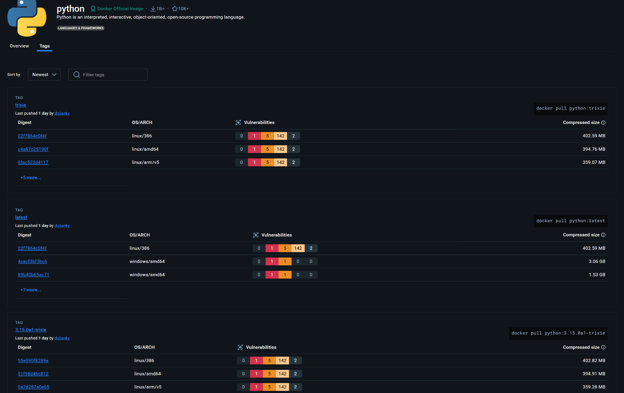 Imagem de container Python Hardened